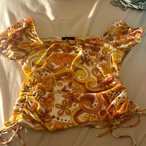 Multi colored cute blouse with puff sleeves size medium